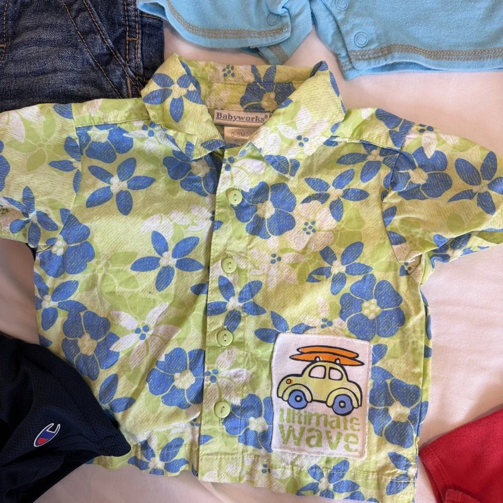 Baby Boy Clothing Lot Size 0-3 Month Some Vintage 11 Pieces Overalls X 2